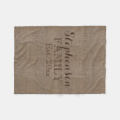 Familienname Burlap Rustic Fleecedecke (Vorderseite (Horizontal))