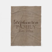 Familienname Burlap Rustic Fleecedecke (Vorderseite)