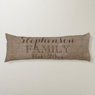Familienname Burlap Rustic Seitenschläferkissen