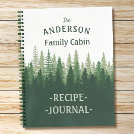 Familienname Cabin Rezept Journal Pine Trees Notizblock