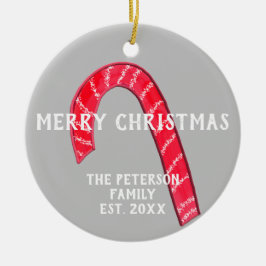 Familienname Candy Cane Weihnachtsbaum Reversible Keramik Ornament