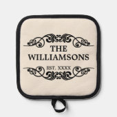 Familienname Chic Antique etabliertes Datum Jahr Topflappen (Vorderseite)