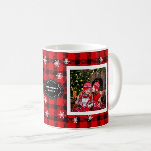 Familienname-Collage Familienname Buffalo kariert Kaffeetasse (VorderseiteRechts)