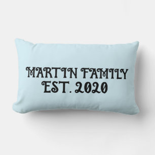 FAMILIENNAME CUSTOM LUMBAR PASTEL BLUE PILLOW LENDENKISSEN