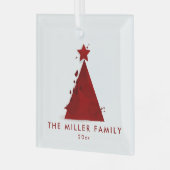Familienname | Datum | Roter Weihnachtsbaum Ornament Aus Glas (Vorderseite links)