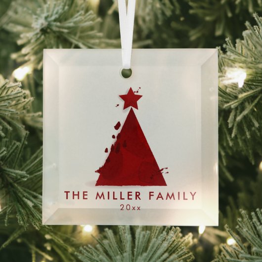 Familienname | Datum | Roter Weihnachtsbaum Ornament Aus Glas (Insitu)