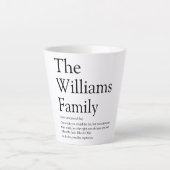 Familienname Definition Schwarz und Weiß Spaß Mode Milchtasse (Vorderseite)