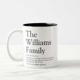 Familienname Definition Spaß Schwarz und Weiß Zweifarbige Tasse