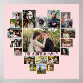 Familienname der Fotocollage im Herzen 20 Bilder R Poster