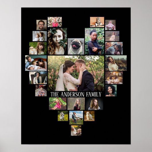Familienname der Fotocollage im Herzen 25 Bilder s Poster (Vorne)