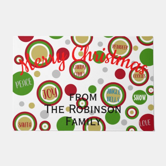 Familienname der geometrischen Weihnachtskreise Fußmatte (Vorderseite)