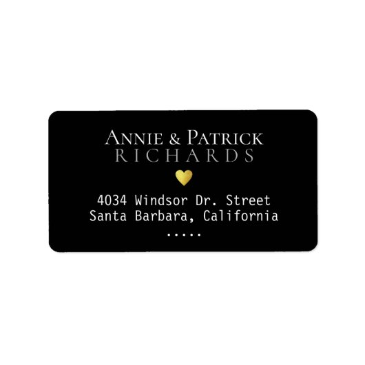 Familienname der Hochzeitsbrauerei Liebe schwarze  Adressaufkleber (Vorne)