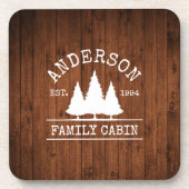 Familienname der Kabine Rustikaler Wald Getränkeuntersetzer (Vorderseite)