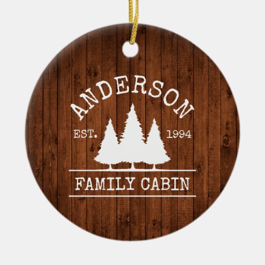 Familienname der Kabine Rustikaler Wald Keramik Ornament (Vorne)