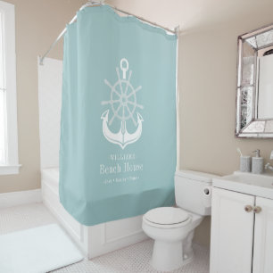 Familienname des Anchor Beach House Duschvorhang