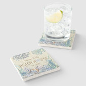 Familienname des Coastal Beach House Steinuntersetzer (Seitenansicht)