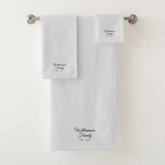 Familienname des Coupels anpassen, Jahr hellgrau Badhandtuch Set (Insitu)