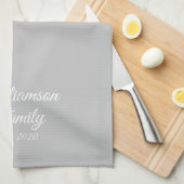 Familienname des Coupels anpassen, Jahr hellgrau Geschirrtuch (Viertel Falte)