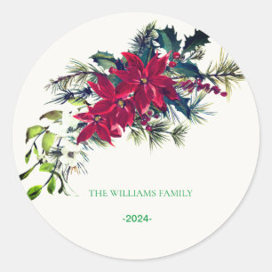 Familienname des Weihnachtssterns Runder Aufkleber