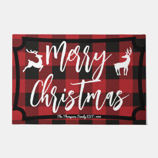 Familienname Design Scottisch Tartan Red Weihnacht Fußmatte