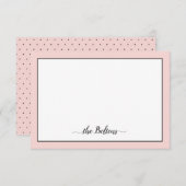 Familienname Einfache Polka-Dot-Stationierungskart Dankeskarte (Vorne/Hinten)