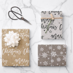 Familienname Einfacher Weihnachtsurlaub Kunsthandw Geschenkpapier Set