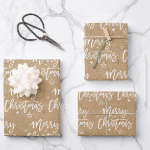 Familienname Einfacher Weihnachtsurlaub Kunsthandw Geschenkpapier Set