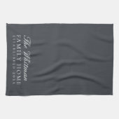 Familienname Elegant Slate Gray Kitchen Geschirrtuch (Horizontal)