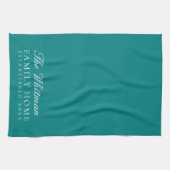 Familienname Elegante Aquamarine Küche Geschirrtuch (Horizontal)