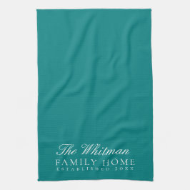 Familienname Elegante Aquamarine Küche Geschirrtuch
