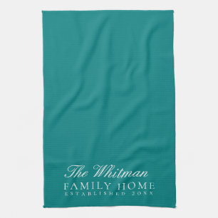 Familienname Elegante Aquamarine Küche Geschirrtuch