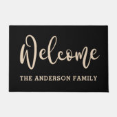 Familienname Eleganter schwarzer Empfang Fußmatte (Vorderseite)
