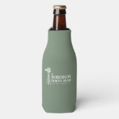 Familienname Farm Rustic Windmill Sage Green Flaschenkühler (Flaschenvorderseite)