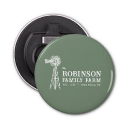 Familienname Farm Rustic Windmill Sage Green Flaschenöffner