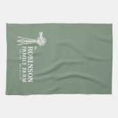 Familienname Farm Rustic Windmill Sage Green Geschirrtuch (Horizontal)