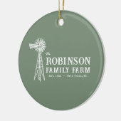 Familienname Farm Rustic Windmill Sage Green Keramik Ornament (Links)