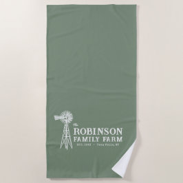 Familienname Farm Rustic Windmill Sage Green Strandtuch