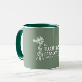 Familienname Farm Rustic Windmill Sage Green Tasse