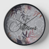 Familienname Floral Damask Uhr (Vorderseite)