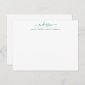 Familienname Forest Green Script Calligraphy Mitteilungskarte (Vorne/Hinten)