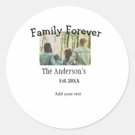 Familienname Foto Jahr rustikale Vintage Ferien hi Runder Aufkleber