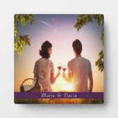 Familienname Foto lila Monogramm Fotoplatte (Vorderseite)