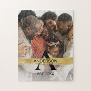Familienname Foto Mit Monogramm Gold Puzzle