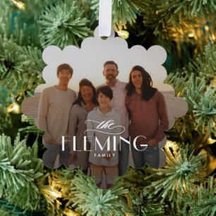 Familienname Foto Ornament Holiday Card Karte