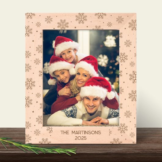 Familienname Foto Snowflake Holiday Keepake Geätzte Rahmen