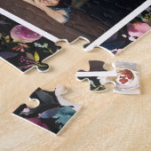 Familienname FotoCollage | Blütenschwarz Puzzle (Seite)