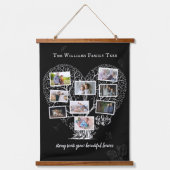 Familienname FotoCollage | Familienbaumherz Wandteppich Mit Holzrahmen (Vorderseite)
