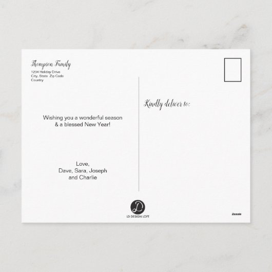 Familienname Fotos Geschenk Bow Gold Weihnachten (Rückseite)