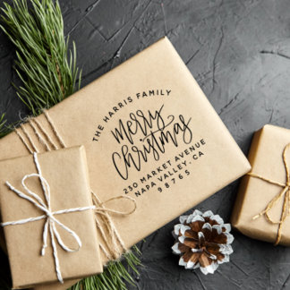 Familienname, Frohe Weihnachten und Rücksendeadres Permastempel