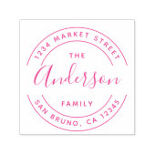 Familienname Fuchsia | Runde Rücksendeadresse Permastempel (Design)